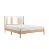Mid-Century Modern Design Full Platform Bed 1pc Natural Finish Wooden Bedroom Furniture Vertical Slats Headboard