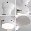 23 Inch Indoor Ceiling Fan With 3 Color Dimmable 3 ABS Blades Remote Control Reversible DC Motor White With 18W Led Light
