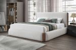 Sandro White Boucle & Walnut Finish EK Bed
