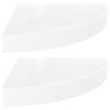 Corner Shelf Set of 2 High gloss white Honeycomb MDF