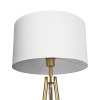 Sway Brassed Gold Floor Lamp with On/Off Switch Triple Legs White Fabric Shade