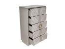 Eternity Traditional Style 5-Drawer Chest Made with Woodand Gold Accents in Beige