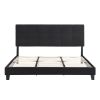 King Size Upholstered Platform Bed Frame with Linen Fabric Headboard, No Box Spring Needed