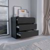 Dresser 31"H, 3 Drawers, Chest of Drawers, Black