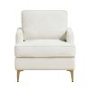 Modern Comfort Accent Chair 1pc Beige Chenille Upholstery Gold Finish Metal Legs Living Room Furniture Durable Plywood