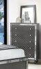 1Pc Glam Contemporary Style 5-Drawer Chest Storage Drawers w Mirror Plating Tapered Legs Gray Finish Bedroom Solid Wood Wooden Furniture