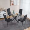 Black Dining Table with cross metal leg and tempered glass
