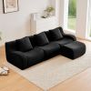 Boneless Sofa, 3 Seat High-Quality Teddy Fabric, Anti-Slip Design, No Assembly Curved Armrests Streamlined Design
