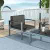 Contemporary Patio Sofa Chair with WPC Armrests and Back Cushions