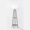Etagere 62" Matte Black Mid-Century Style Floor Lamp, with 2 Wood Shelves