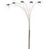 84" Tall Metal Floor Lamp with Nickel finish and 5 White Shaded Arches