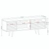 Manhattan Comfort Liberty 70.86" Mid-Century Modern TV Stand with 4 Shelving Spaces and 1 Drawer in Rustic Brown and White with Solid Wood Legs