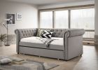 Luxurious 1pc Modern Aesthetic Beautifully Button Tufted Nailhead Trim Design Daybed Built-in pull-out Trundle Bed Living Space Guest Room Bedroom Dov