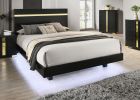 Modern Black 3pc Bedroom Set Queen Size Bed w LED 2x Nightstands Mattress Ready Furniture Acrylic Trim