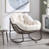 Outdoor Rattan Rocking Chair, Padded Cushion Rocker Recliner Chair Outdoor for Front Porch
