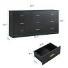 Modern Black 9-Drawer Dresser for Bedroom - Ample Storage Wide Chest of Drawers