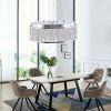 Modern Crystal Chandelier 19 Inches Aluminum+Iron Round Ceiling Light Flush Mount Ceiling Light Fixture for kitchen Island Dinning Bedrooms and Hallwa
