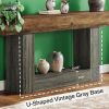 63" Console Table 2-Tier U-Shaped Base Wood Vintage