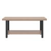 Modern furniture luxury simple style rectangular double-layer tea table wood steel light brown