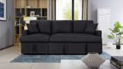 Paisley 82" Black Linen Fabric Reversible Sleeper Sectional Sofa with Storage Chaise