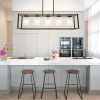 5-Light Industrial Modern Dining Room Ceiling Lighting in Matte Black Finish with Glass Shade Classic Pendant Island Lighting Fixture for Living Room
