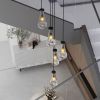 5 Light Cluster Pendant Lights, Black High Ceiling Chandeliers Adjustable, Living Room Pendant Light