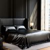 Satin Bed Sheets, King Size Sheets Set, 4 Pcs Silky Bedding Set with 15 Inches Deep Pocket for Mattress (King