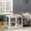 PawHut 26" Wooden Dog Cage Dog Crate Furniture, Indoor Dog Kennel, Dog Cage End Table with 2 Lockable Doors Entrance & Top Shelf