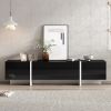 ON-TREND White & Black Contemporary Rectangle Design TV Stand, Unique Style TV Console Table for TVs Up to 80''