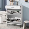 Shoe Cabinet, Freestanding Shoe Rack Storage Organizer with Drawers & Metal Legs
