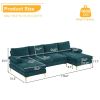 U-Shaped 4-Seat Indoor Modular Sofa Blue-Green Color