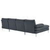 280*130*85 U-Shaped 4-Seat Linen Seat Frame Wooden Frame Back Iron Frame Silver Feet Indoor Modular Sofa Dark Gray