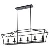 6-Light Kitchen Island Lighting Linear Chandelier Farmhouse Large Black Pendant Lighting for Dining Room Over Table
