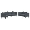 Sofa Set Dark grey Velvet (100% polyester)