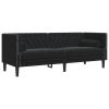 Chesterfield Sofa Black Velvet (100% polyester) 3-seater
