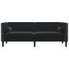 Chesterfield Sofa Black Velvet (100% polyester) 3-seater