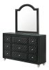 1pc Traditional Nine Drawers Velvet Tufted Drawer Fronts Faux Crystal Drawer Knobs Diamond-patterned Tufted Accents Black