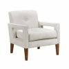 Modern Living Room Chair Beige Chenille Upholstery Pocket Coils Solid Wood Legs Furniture 1pc Armchair