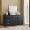 Modern Black 9-Drawer Dresser for Bedroom - Ample Storage Wide Chest of Drawers