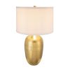 D18x31" Round Aluminum Sheet Gold Table Lamp with White Fabric Shade(Lamp Shade Assembly Required)