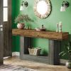63" Console Table 2-Tier U-Shaped Base Wood Vintage