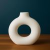 Modern White Ceramic Vase - 7.5 Inch Tall - Ceramic Flower Vase. Home Decor
