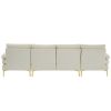 280*130*85 U-Shaped 4-Seat Linen Seat Frame Wooden Frame Back Iron Frame Golden Feet Indoor Modular Sofa Beige