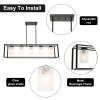 5-Light Industrial Modern Dining Room Ceiling Lighting in Matte Black Finish with Glass Shade Classic Pendant Island Lighting Fixture for Living Room