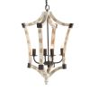 4 - Light Wood Chandelier, Hanging Light Fixture with Adjustable Chain for Kitchen Dining Room Foyer Entryway