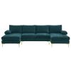 U-Shaped 4-Seat Indoor Modular Sofa Blue-Green Color