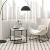 1PC 2-Tier Square End Table with Storage Shelf Reversible Design