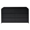 Juliet 64" Wide 6 Drawer Dresser, Black Finish