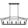 6-Light Kitchen Island Lighting Linear Chandelier Farmhouse Large Black Pendant Lighting for Dining Room Over Table