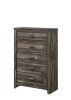 1pc Rustic Contemporary Brown Finish Five Storage Drawers Wooden Bedroom Furniture